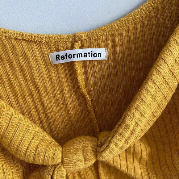 Reformation | Rosalind Twist Front Blouse Yellow Size Small - Picture 7 of 8